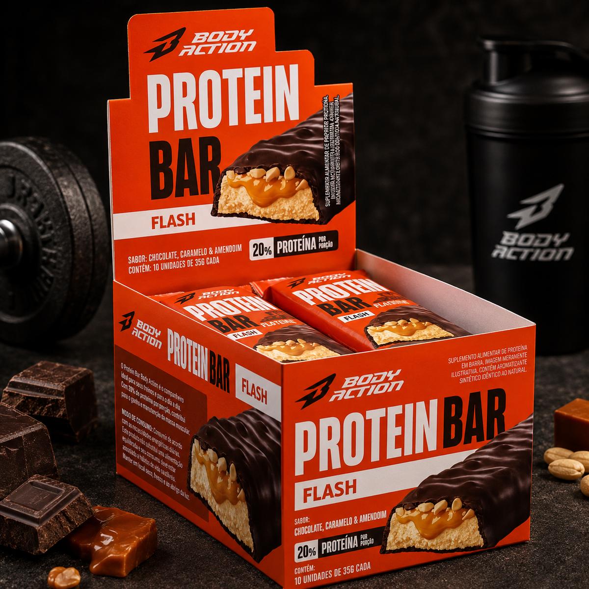 Barra de Proteína Snacks Protein Bar Flash 35g 10 Unids Bodyaction