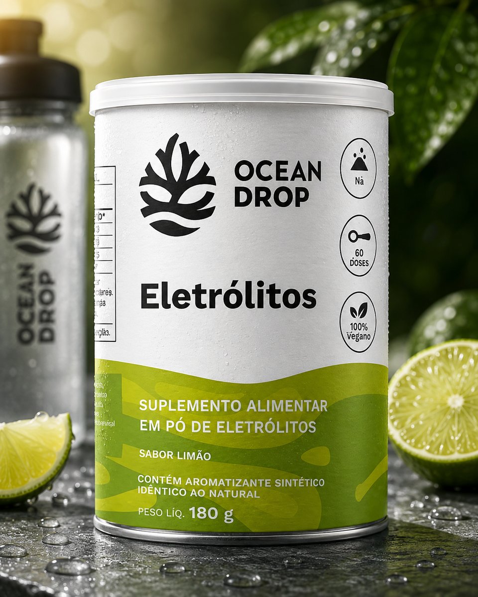 Eletrólitos Ocean Drop Sódio Potássio Fósforo Magnésio Eletrolitos 180g Sabor Limão