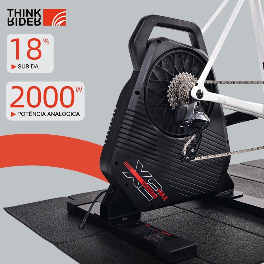 ThinkRider X2Max Treinador de Bicicleta Inteligente, design silencioso e portátil para treinos internos, simula inclinação de 18%, compatível com ANT+ e BLE