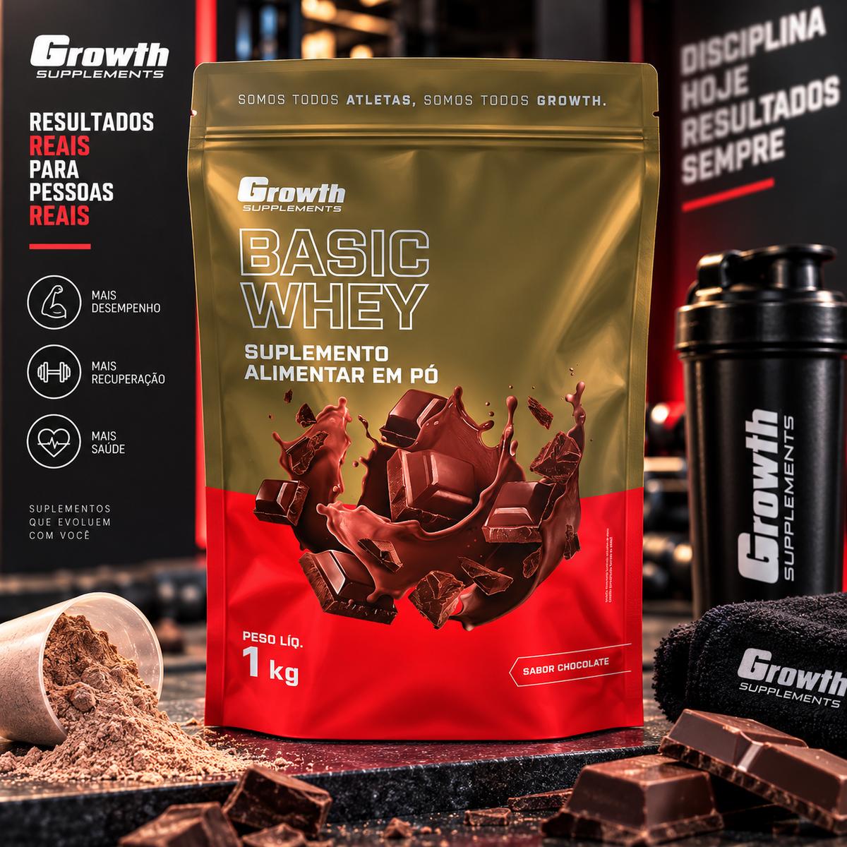 Proteína Growth Supplements Basic Whey em pó sabor Chocolate x 1kg