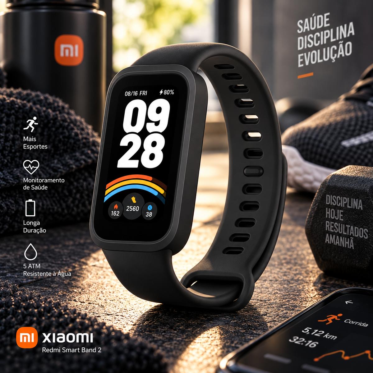 Pulseira Inteligente Xiaomi Smart Band 9 Active, Preto