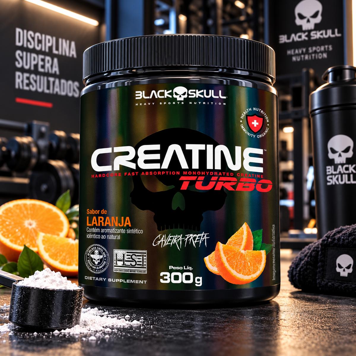 Creatina Turbo Laranja em pote 300g Black Skull Suplemento em Pó