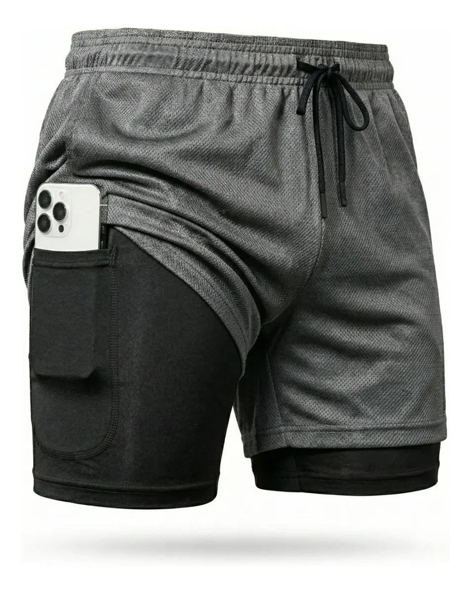 Shorts Dry Fit 2 Em 1 Masculino Térmico Compressão Corrida