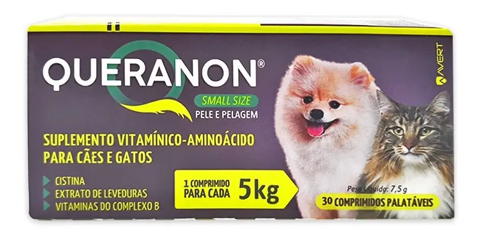 Queranon Small Size Comprimidos Palatáveis Cães Gatos Até 5kg