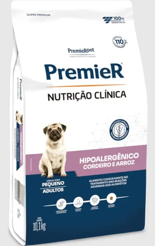 Premier Nutrição Clínica Hipoalergênico Para Cães Adultos Porte Pequeno Sabor Cordeiro e Arroz 10,1kg