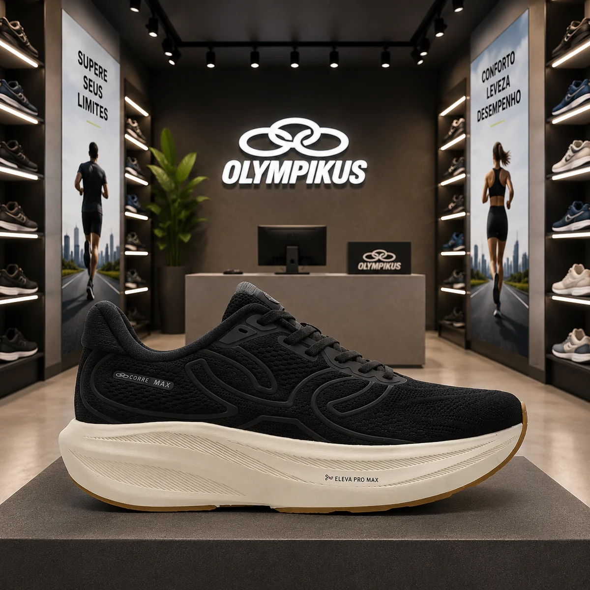 Tênis Olympikus Preto Corre Max  - 35, 36, 37, 38, 39, 40 e 41