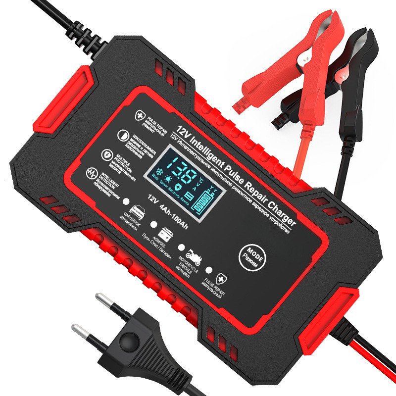 Carregador 12V Inteligente para Carros | Display Digital | Reparação de Bateria com Pulso Rápido