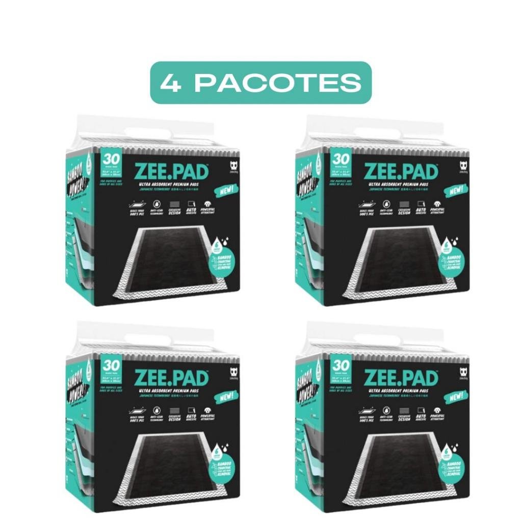 4 PACOTES C/ 30UND CADA Tapete Higiênico Zee.Dog Zeepad para Cães Carvão Ativado