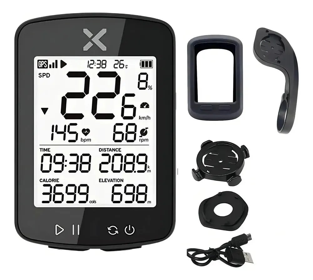 GPS XOSS G2+ Ciclocomputador Bike Bluetooth ANT+ Compatível Strava + Acessórios Incluídos