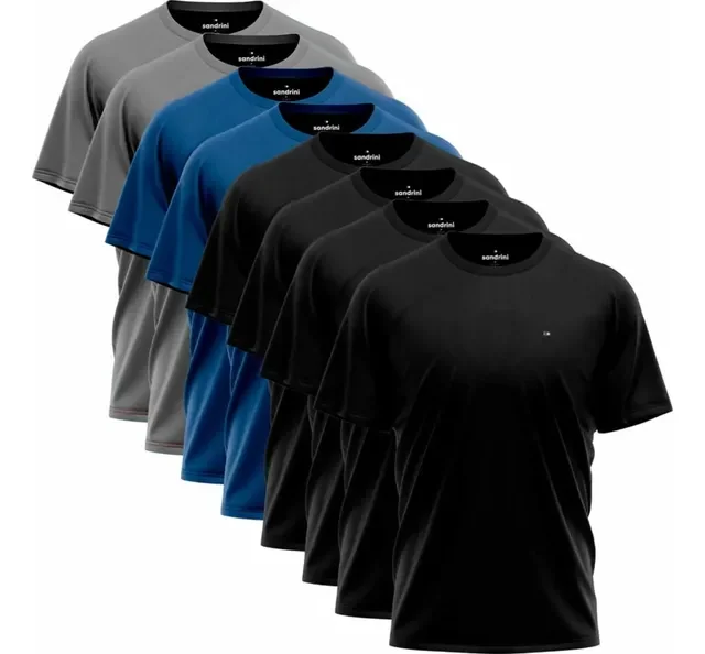 Kit 8 Camisas Sandrini Dry- Fit Masculina Caminhada Academia