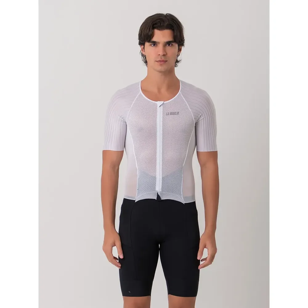 Macaquinho Triathlon Masculino Manga Curta - La Maglia Branco