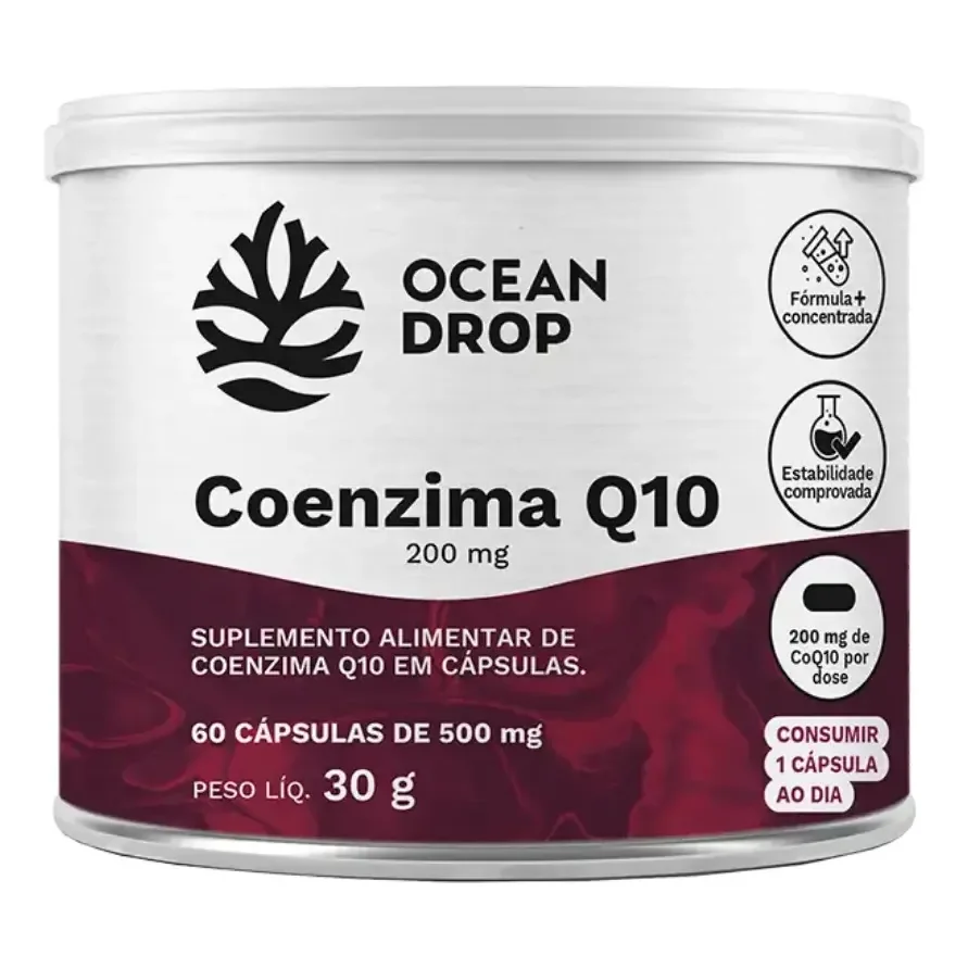 Coenzima Q10 Coq10 200mg P/ Cáps + Concentrada Ocean Drop Coq10 60 Cáps