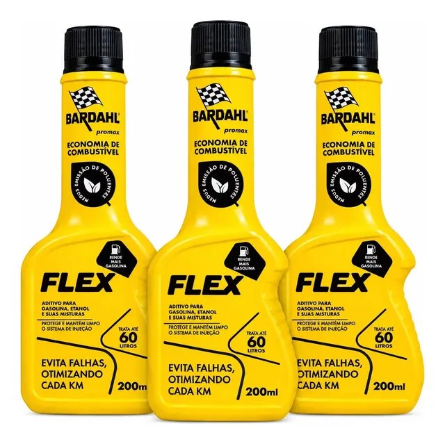 3 Bardahl Flex Amarelo 200ml Aditivo Para Combustível