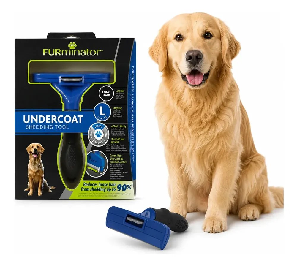 Pente Furminator Removedor Pelo Cães Grandes Pelos Longos Aço Inoxidável