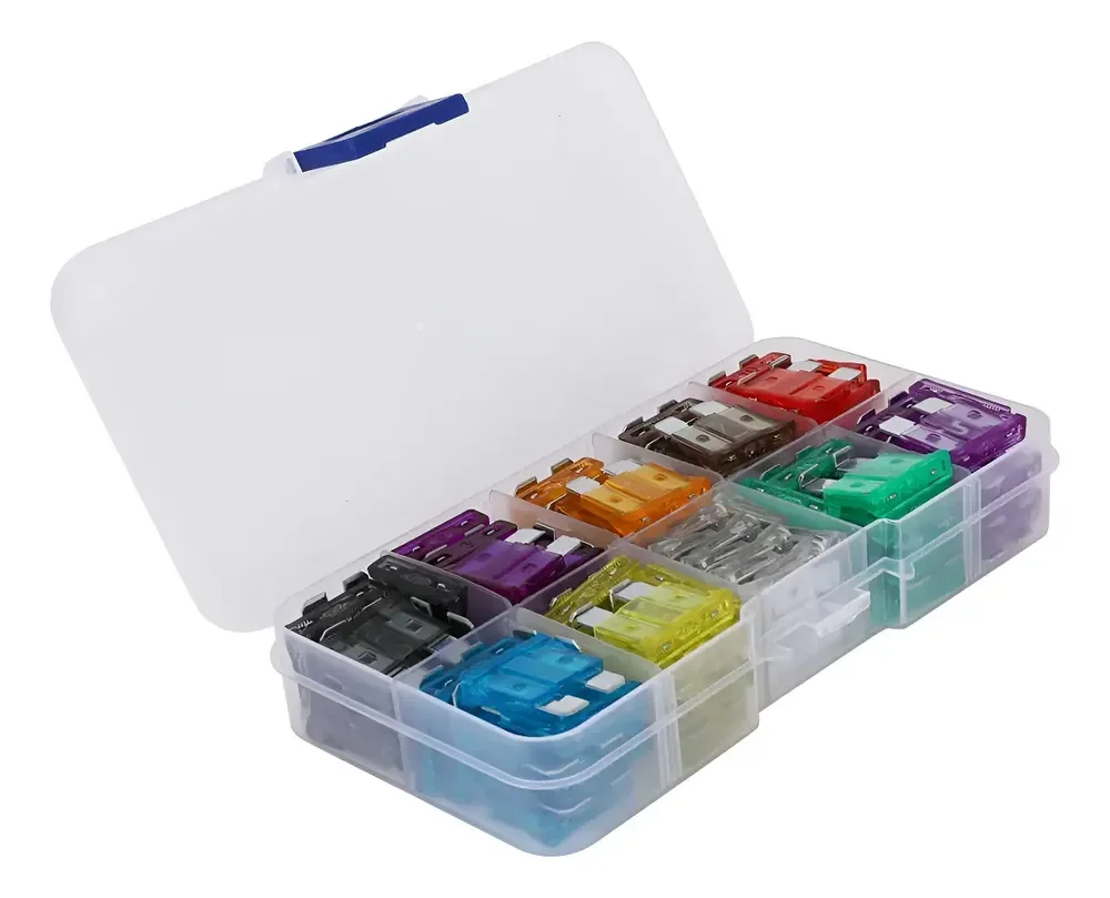 Kit Fusível Carro Automotivo Lâmina Médio Estojo 100pcs 12v