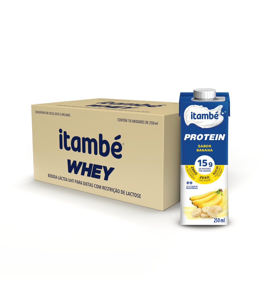 Itambé Whey Bebida Proteica Banana 15g Proteína 250mL 18 Unidades