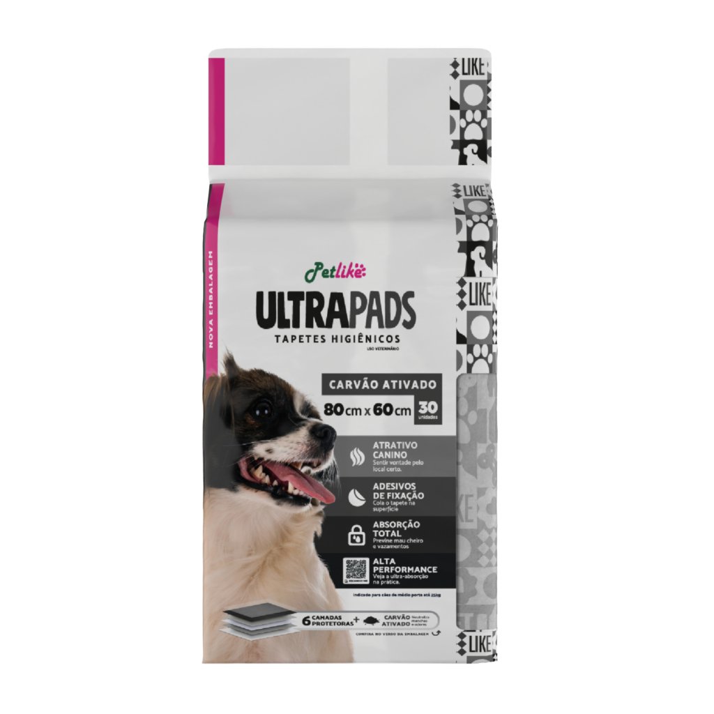 Tapete higiênico Ultra Pads Carvão 60x80 cm 30 unidades