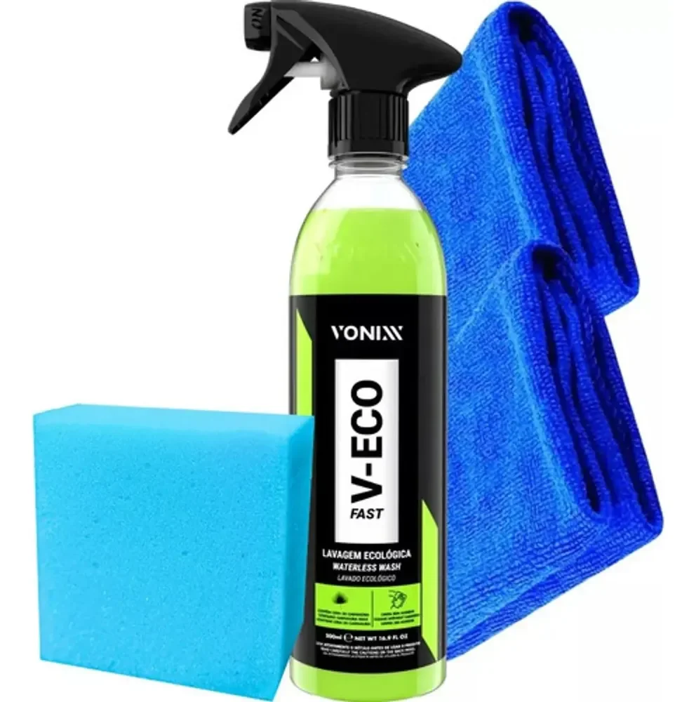 Kit V-eco Fast Lava A Seco Carro E Moto + 2 Panos