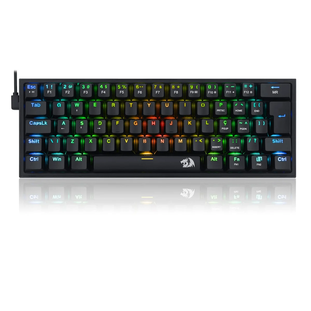 TECLADO MECÂNICO GAMER REDRAGON FIZZ RGB PRETO SWITCH MARROM K617-RGB-B (PT-BROWN)