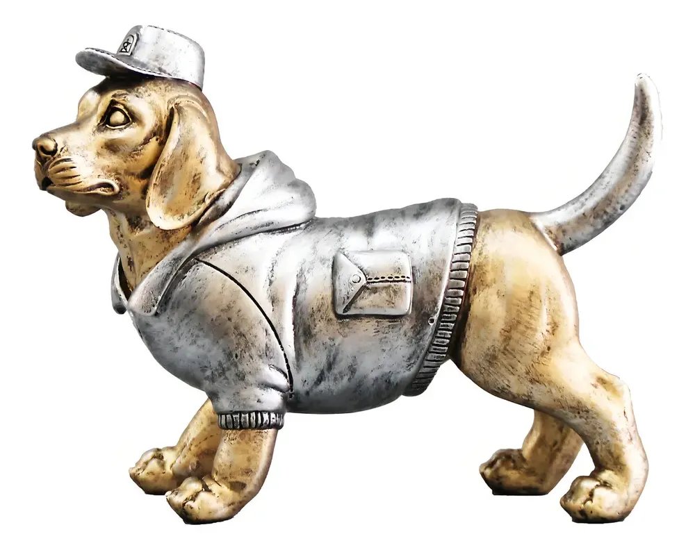 Estátua Cachorro em Pé Resina LW Decoração Moderna
