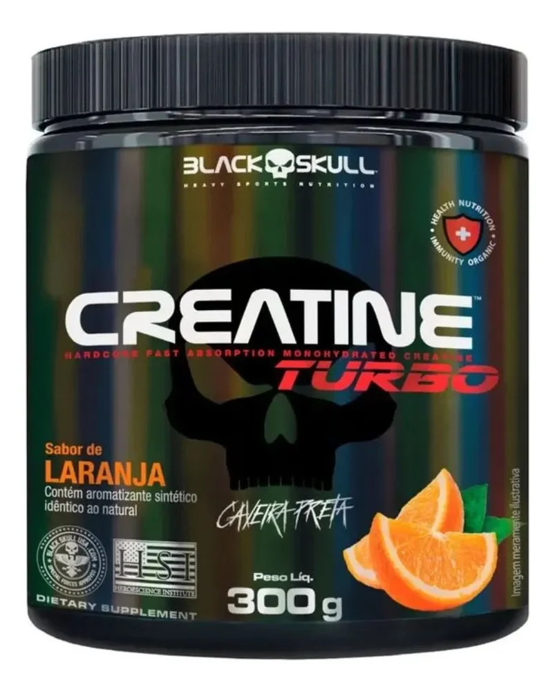 Creatina Turbo Laranja em pote 300g Black Skull Suplemento em Pó