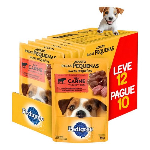 Sache Pedigree Carne Cão Adulto De Raça Pequena 100g C/12un