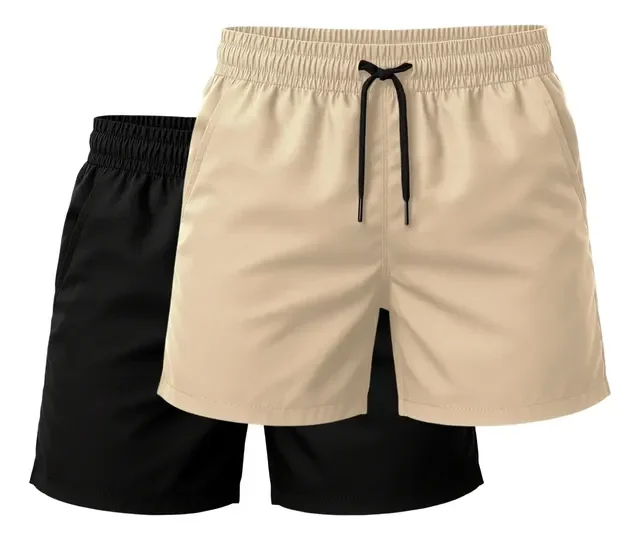 Kit 2 Short Tactel Leve Praia Liso Bermuda Masculina Hyve