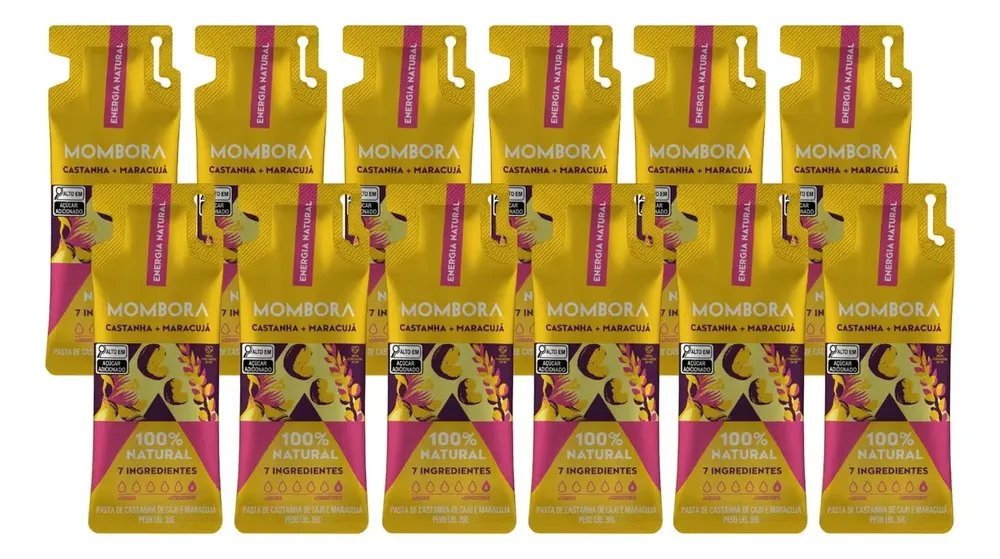 Carbo Gel Natural Energy - Kit 10 Un Castanha E Maracujá Sabor Castanha De Caju E Maracujá