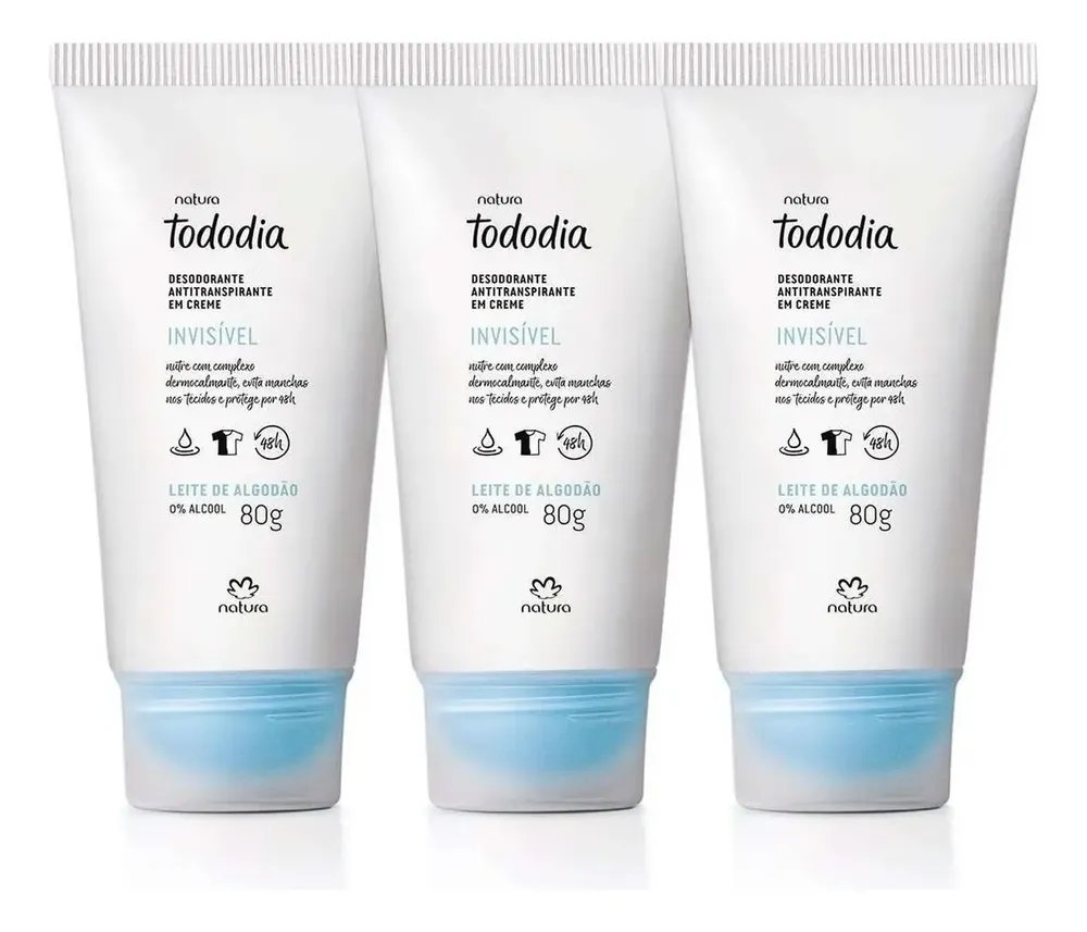 Natura Kit Desodorante Em Creme Invisivel Algodao 80g Algodão