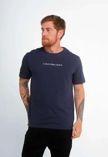 Camiseta Masculina Calvin Klein Jeans Estampada Logo Central