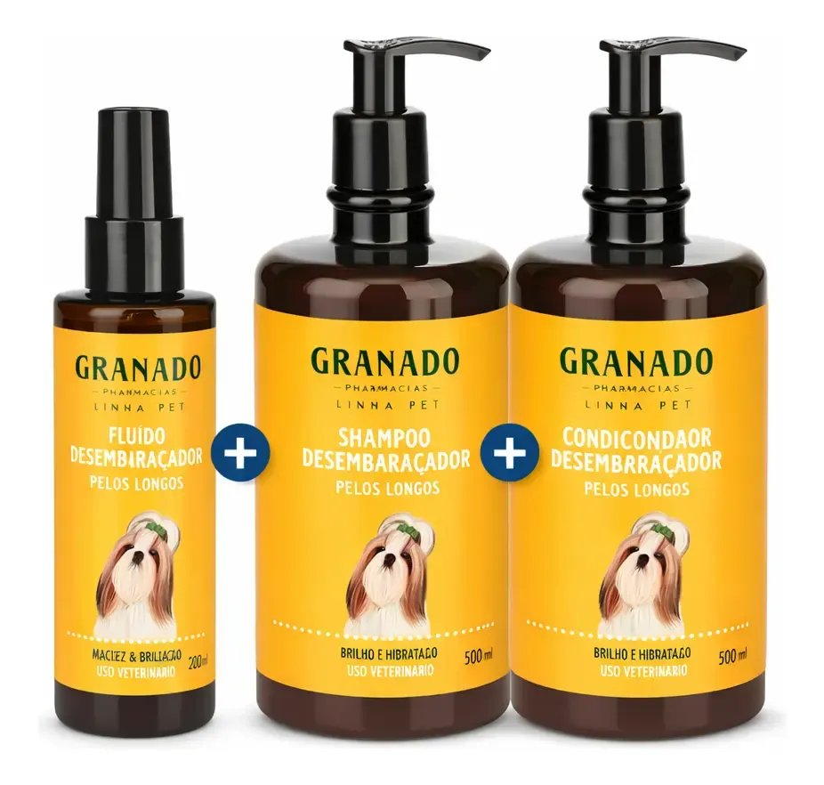 Shampoo Condicionador E Fluído Desembaraçador Granado Pet