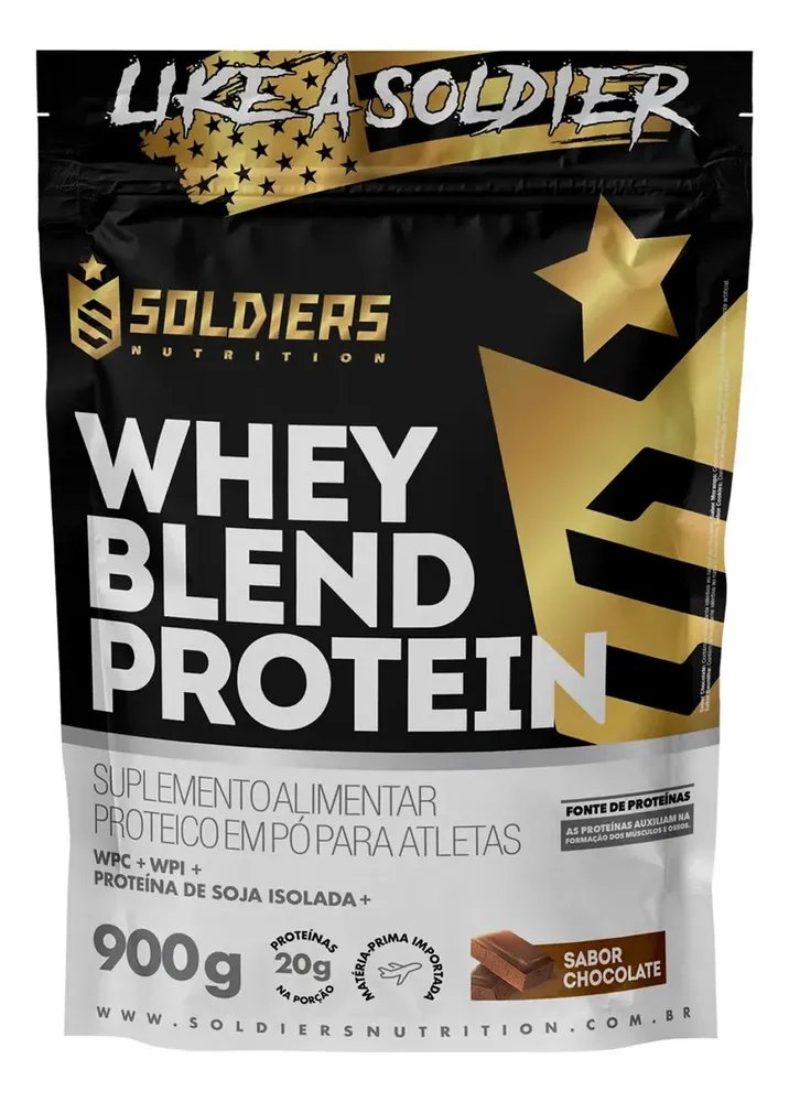 Whey Blend Protein Concentrado e Isolado 900g Sabor Chocolate Soldiers Nutrition