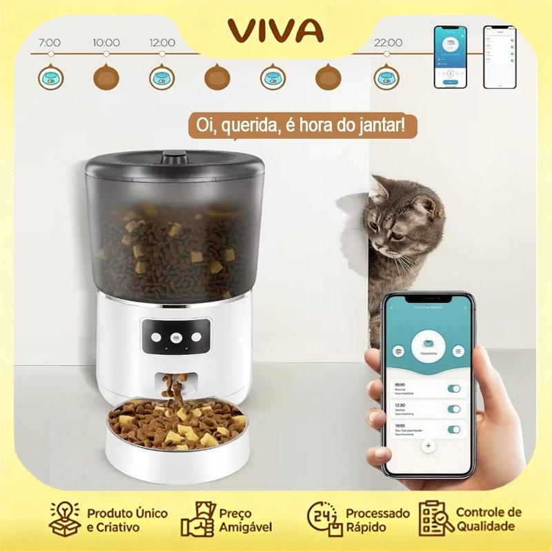 4L Alimentador Pet Tigela De Aço Inteligente Automático Wi-Fi APP Dispensador de Comida para Cães E Gatos
