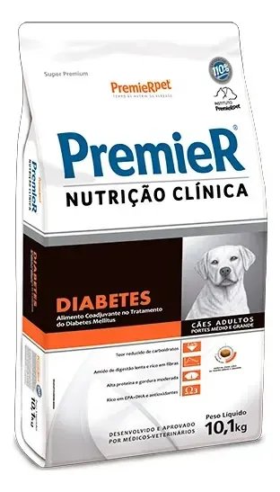 Ração Premier Nutrição Clinica Diabetes Raças Médias/Grandes 10.1kg
