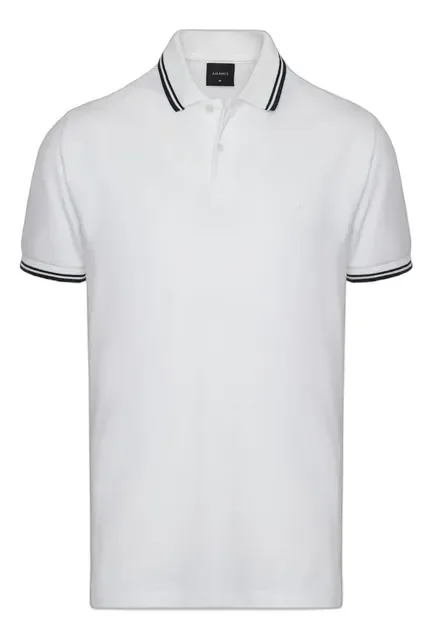 Polo Aramis Manga Curta Frisos New Off White