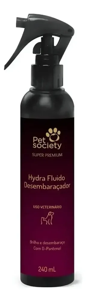 Fluido Desembaraçador Hydra Pet Society Super Premium 240ml Fragrância Suave