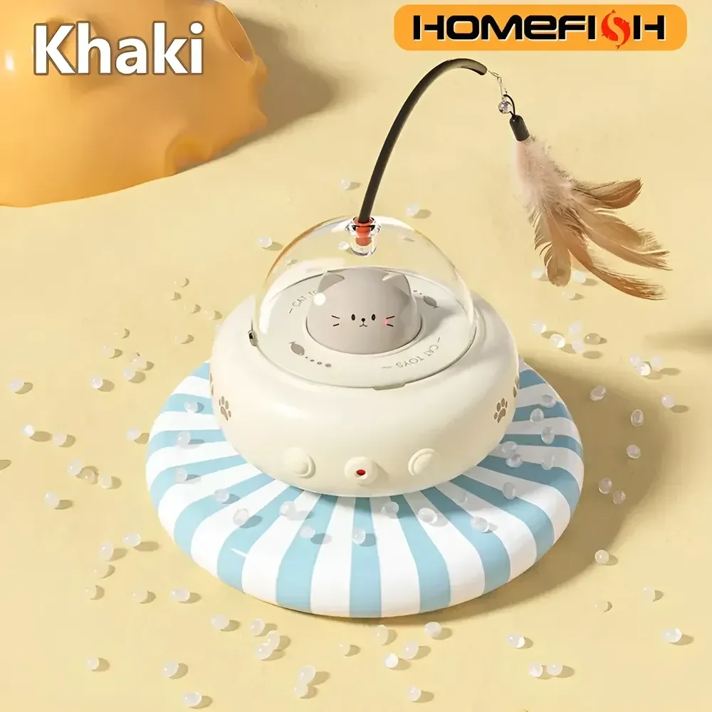 Brinquedo Interativo Elétrico Para Gato Pena Bege
