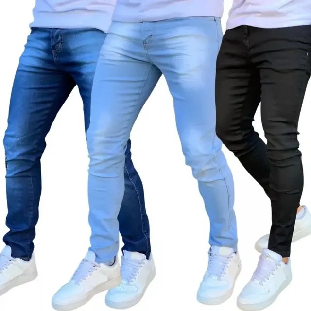 Kit 3 Calça Jeans Masculina Skinny Costura Reforçada