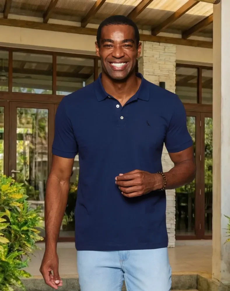 Camisa Polo Reserva Essence Básica Marinho Liso M
