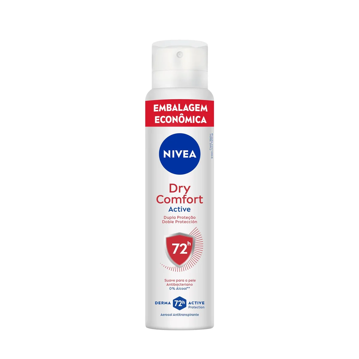 NIVEA Desodorante Antitranspirante Aerossol Dry Comfort 200ml, Proteção 72h, Contra Suor e Mau Odor, Dupla Proteção, Antibacteriano