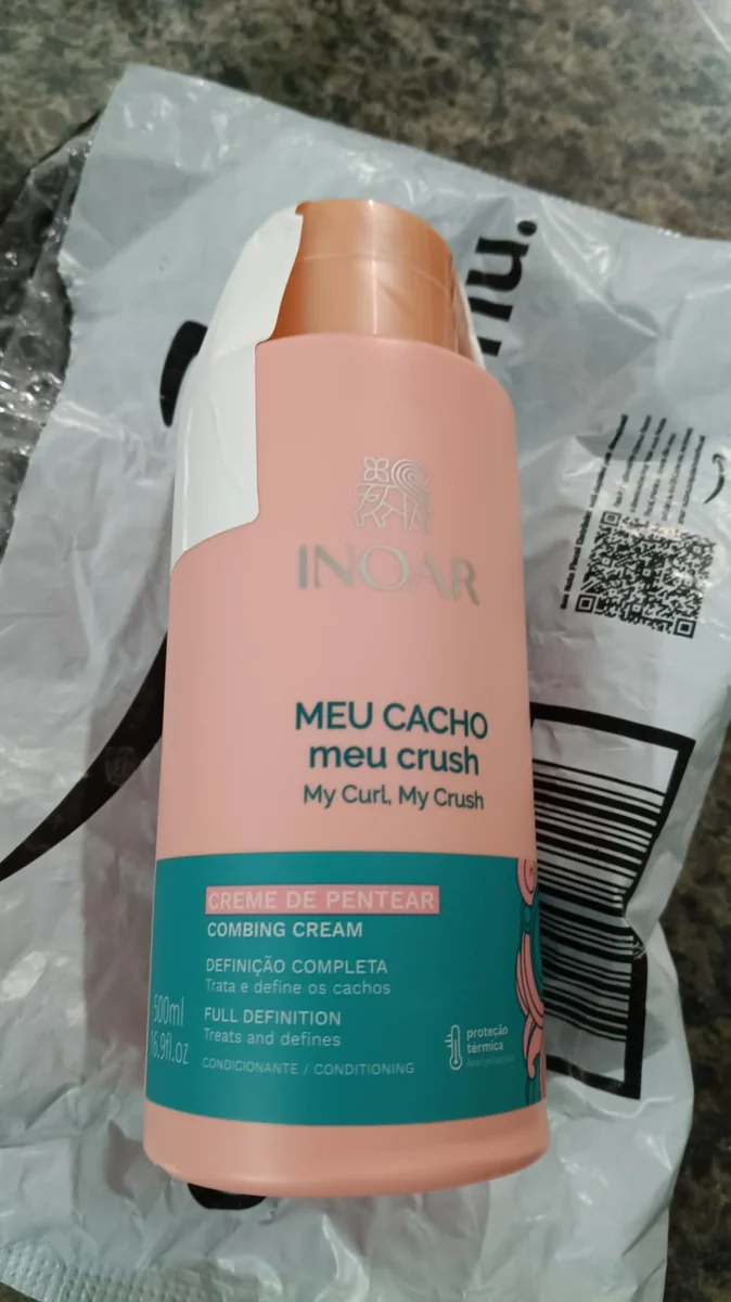 Inoar, Meu Cacho, Meu Crush – Creme de Pentear, Define Cachos, Hidrata e Controla o Frizz, Com Óleos Naturais e Vitaminas - 500ml