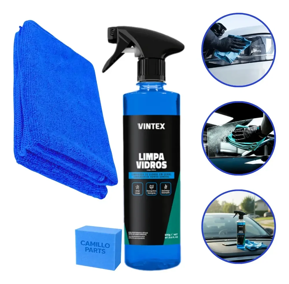 Limpa Vidros Vintex Automotivo + Pano Microfibra