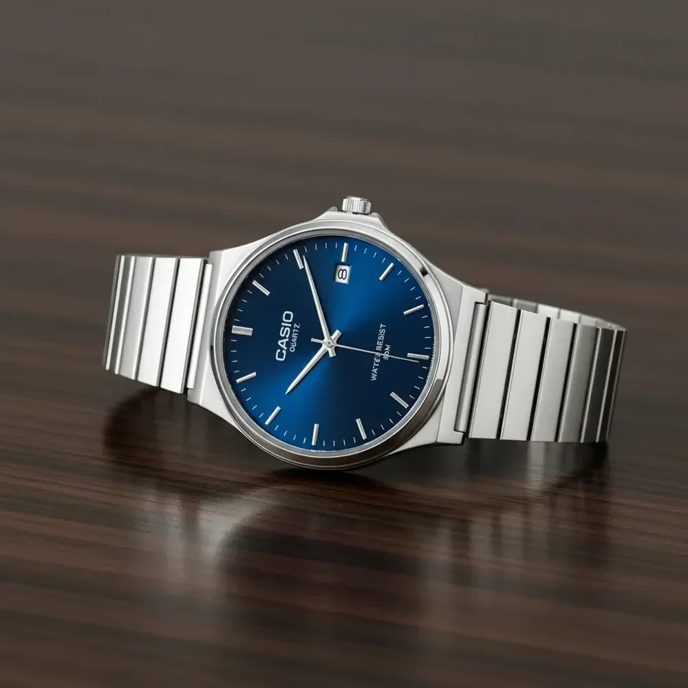 Relógio Casio A180 Vintage Redondo Premium Edição Prata Azul Prateado Azul