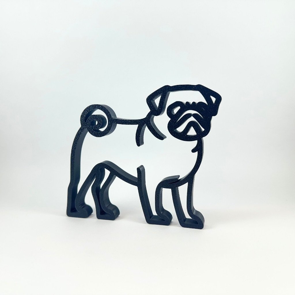 Escultura Cachorro Pug decorativa, presente - Zately