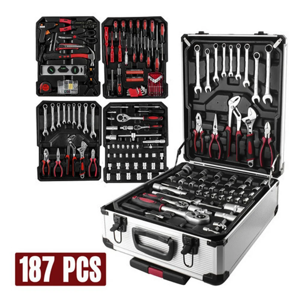 Kit Maleta De Ferramentas 187 Pçs Cromo Valadinum C/ Rodas