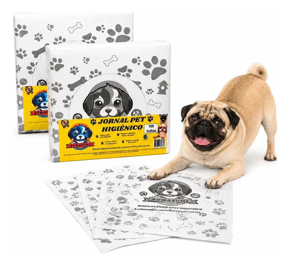 Papel Jornal Pet 200 Folhas Grandes Limpo Higiênico Cachorro