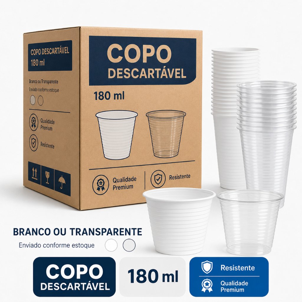 KIT 500 Copos Descartáveis 180ml Premium | Alta Qualidade  + Vendido da Shopee Festas Natal Ano Novo