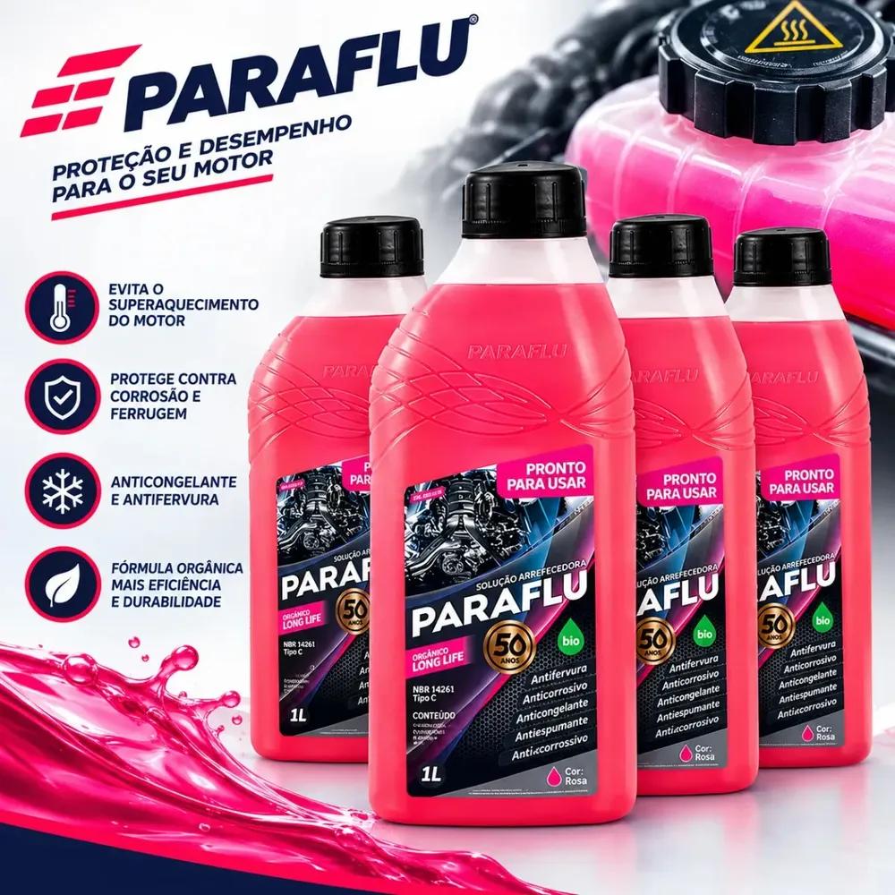 04 Aditivos Água Arrefecimento Radiador Pronto Uso Paraflu Cor Rosa - Bio Orgânico
