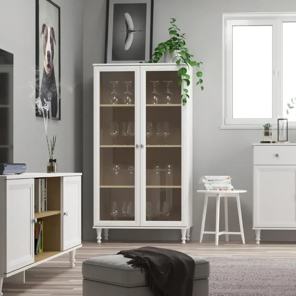 Cristaleira Est. P/ Livros Ditália 2 Pt Vidro E-957 Cozy Cor Branco