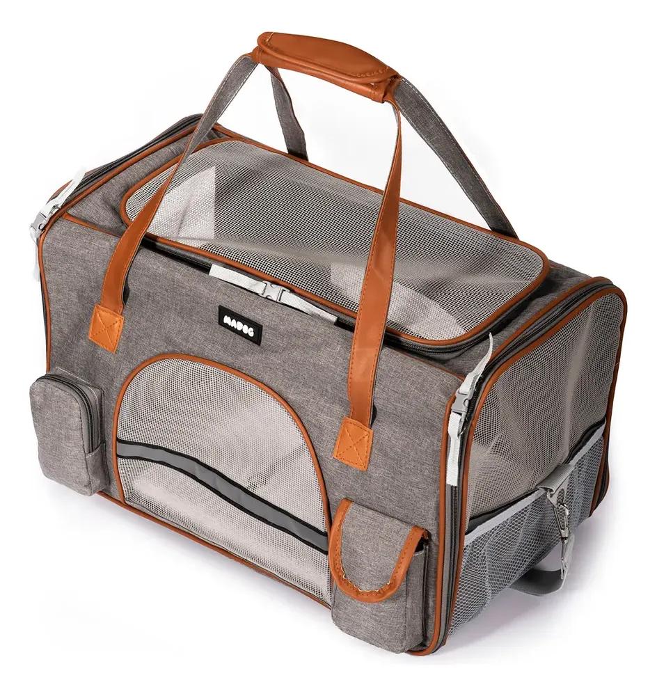 Bolsa Transporte Pet Grande Viagem Cabine Avião Madog Lux Cor Cinza-claro